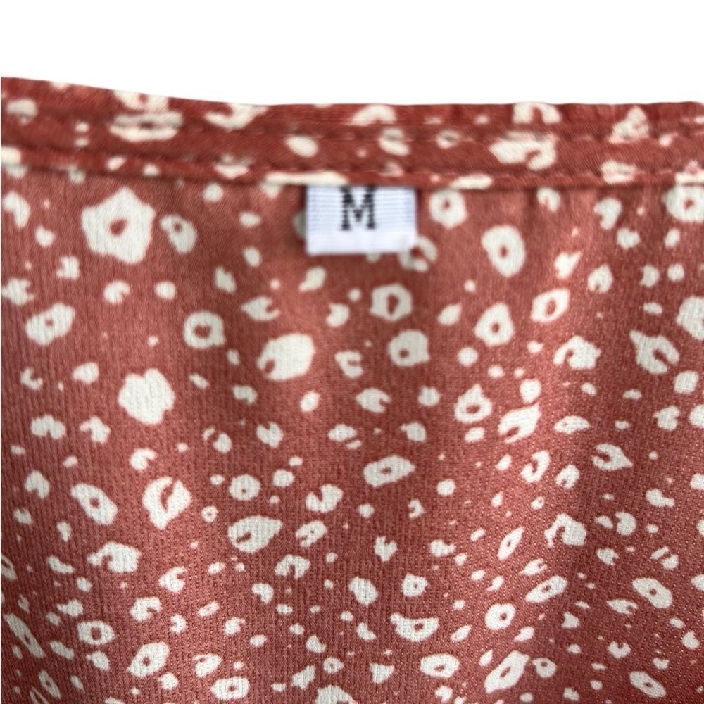 Rust Red Printed Ruffle Mini Dress - Size M - Picture 4 of 11